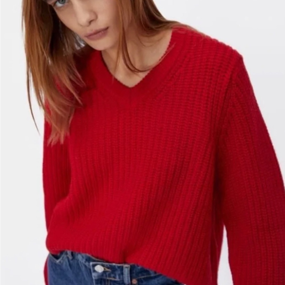 Zara Sweaters | Zara Purl Knit Sweater Red
